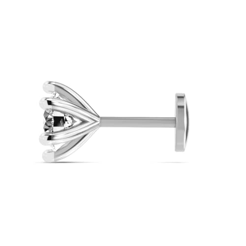 Image of Sparkles Lab Grown Diamond 0.03 Carat - 0.50 Carat Round Shape Solitaire Diamond Nose Pin for Women | 14K Gold IGI Certified FG VS Quality