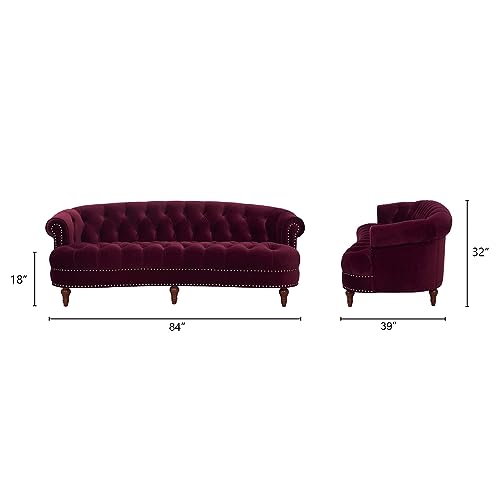 Jennifer Taylor Home La Rosa Victorian Chesterfield Tufted Sofa, Burgundy Velvet