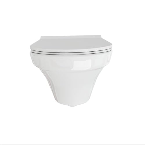 Image of Johnson Dalena Wall Mounted Closet with Soft Close Slim Detachable Seat Cover (PP) | 520x365x340mm | Round Shape | Washdown Flushing | White Colour | 25 Kg | 10 Years Warranty (P0414PW0022)