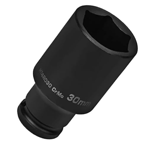 B2c Black Deep Impact Socket 1/2" 78Mm Long 6 Point Forged Alloy Steel Crmo 10Mm To 32Mm (30Mm)