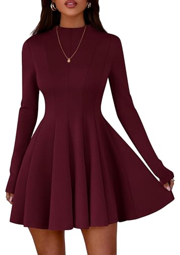 PRETTYGARDEN Fall Dresses for Women Elegant Classy 2025 Casual Long Sleeve Swing A Line Ruffle Short Homecoming Party Dress