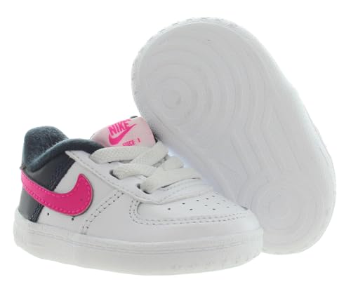 Nike Force 1 Crib Infant Booties (DQ0364-109, White/Dark Obsidian/Fierce Pink)2