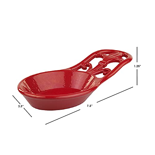 Home Basics Cast Iron Fleur De Lis Spoon Rest (Red) #TOP6