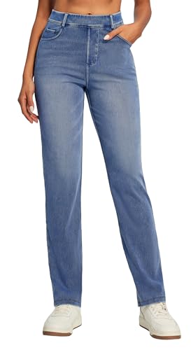 IUGA Straight Leg Jeans for Women Pull On Stretchy Jeans for Women Bootcut Womens Jeans High Waisted Casual Denim Pants