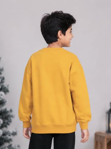 Image of KiddoPanti Boys Solid Round Neck Full Sleeve Fleece Sweatshirt | 60% Cotton 40% Polyester | Soft Warm Winter Pullover | Ribbed Cuffs & Hem | Casual Winter Sweatshirt for Kids