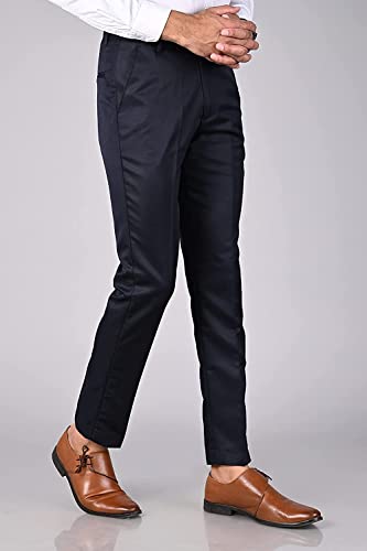 Image of Slim Fit 2 Formal Trousers Combo for Men - Polyester Viscose Formal Pants for Gents - Office Formal Pants for Men
