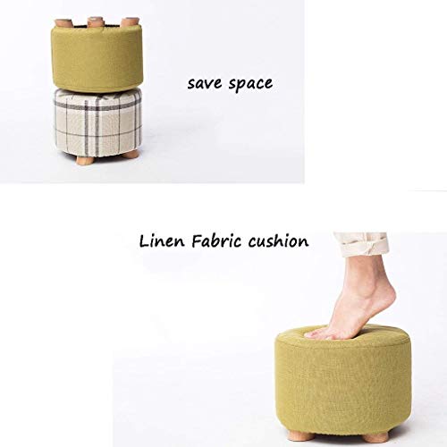 Repose-pieds multifonction avec coussin rond en lin et structure stable