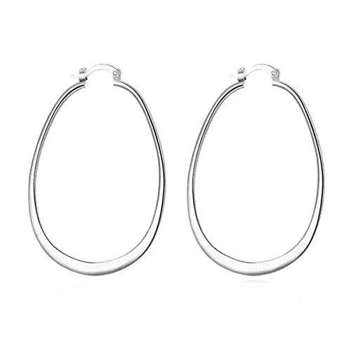 Beautiful Elegant Lady's 925 Sterling Silver Unique Dance Boot shape Oval Skeleton Flat U Earrings (Flat U Style)