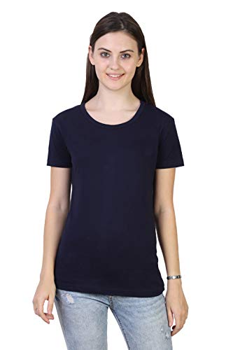 Image of FLEXIMAA Women's Cotton Plain Round Neck Half Sleeve T-Shirt