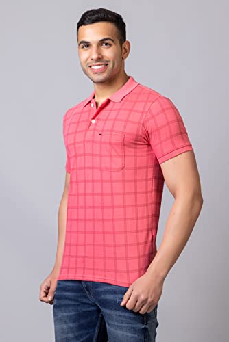 Image of PRORIDERS Half Sleeve 100% Pure Cotton Fabric Collared Regular Fit Men's Polo Checkered Tshirt with Pocket for Casual wear