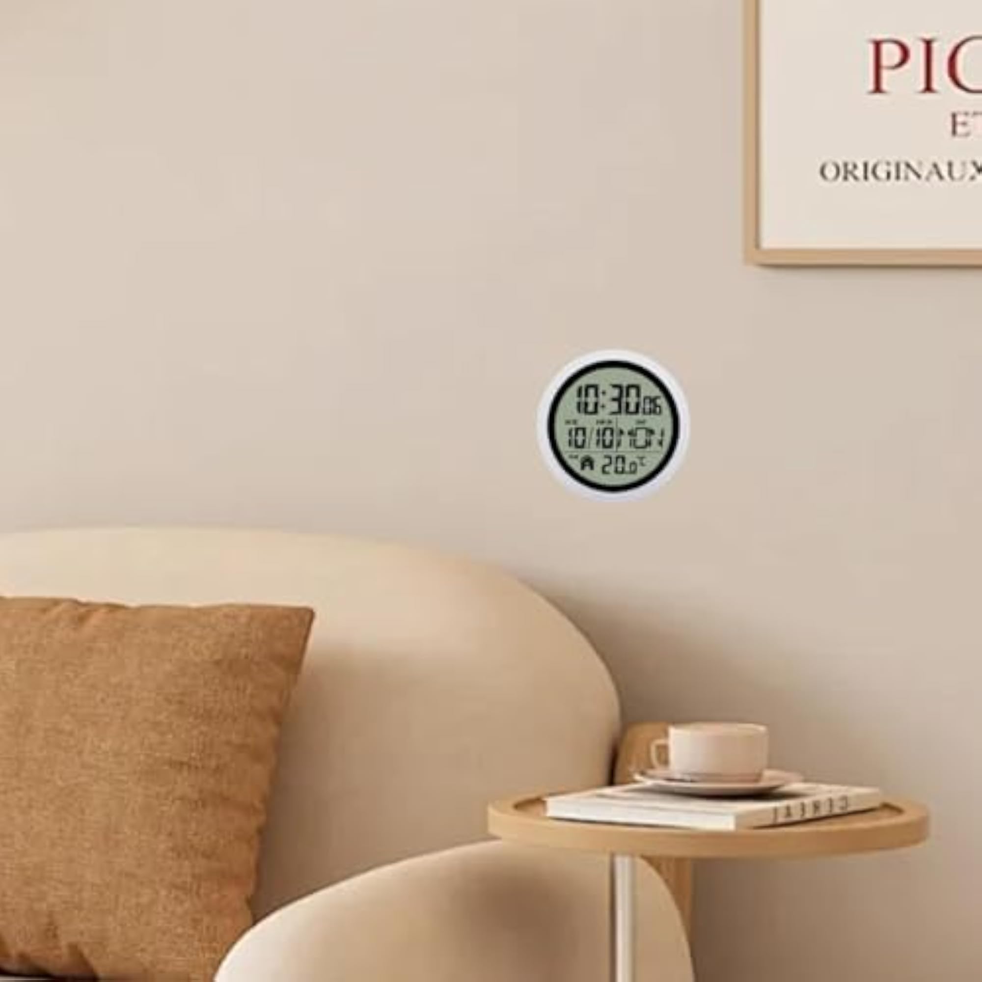 Digital Shower Clock, Modern Small Wall Clock for Living Room