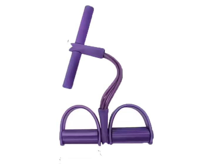 Tummy Trimmer, Purple Abdominal Exerciser with Dual Resistance Bands, Portable Home Workout Equipment for Core Strengthening