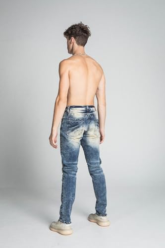 Ripped Slim Jeans for Men 2024 Streetwear Pants, Slim Fit, Stretchable Cotton AJ722SL4