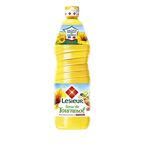 Huile de Tournesol Lesieur Coeur 1L - Pressée à Froid Qualité Premium - Idéale pour Cuisson & Assaisonnement - Le Lot De 4