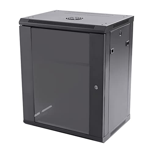 15U Series Wall Mount Cabinet Rack Enclosure Data Wall Cabinet Depth Server Rack- Black