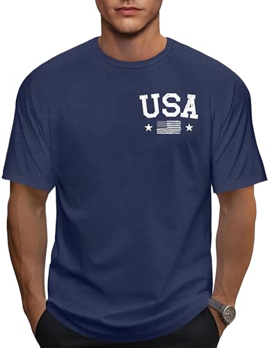 Image of Ithalt Men's American Flag Shirt 4th of July T-Shirt USA Patriotic Tee Shirt Independence Day Top