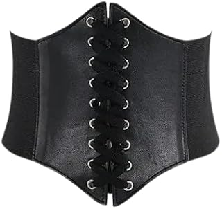 SHINE STYLE Faux Leather Steampunk Sexy Underbust Waist Belt Corset Women's Lace-Up Corset Elastic Waist Belt Price In India