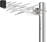 Antenne TV Extérieure Longue Portée 4K/HD – Yagi 9 Éléments pour Réception TNT Fiable, Compatible DVB T/T2 – Râteau Résistant aux Intempéries avec Câble Coaxial 10 m (K20E FR 251201)