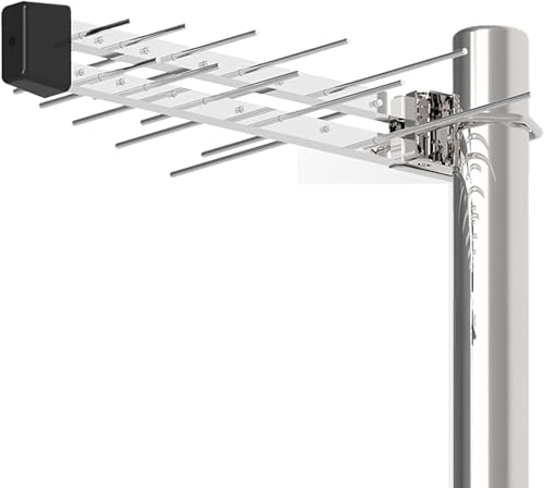 Antenne TV Extérieure Longue Portée 4K/HD – Yagi 9 Éléments pour Réception TNT Fiable, Compatible DVB-T/T2 – Râteau Résistant aux Intempéries avec...