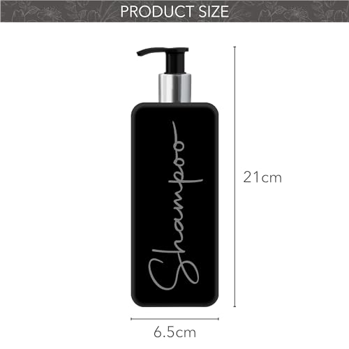 Print ManiacsMrs Hinch Inspired Signature Black 500ml Square Reusable Dispenser Bottle Silver Pump Personalised Bathroom Storage Set F2 (Grey - Image 2