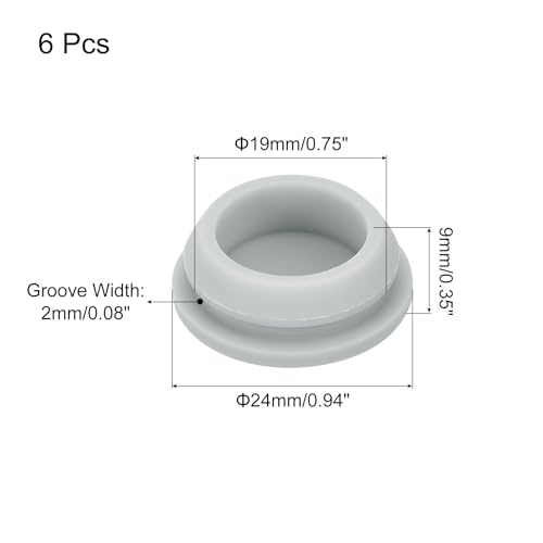 Image of MECCANIXITY 6pcs Silicone Snap in Locking Hole Plugs,19mm /0.7 Inch Mounting Diameter Narrow Groove Width 2mm Panel Seal Cover Round for Kitchen Bulkheads Waterproof Sealing Plugs Grey
