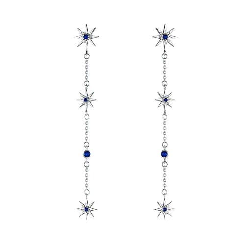 Boucles d'oreilles à longue chaîne en zircon brillant pour un mariage élégant