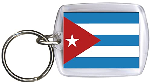 Fan-O-Menal Plastic Key Ring with Country Flags – Key Ring – Pendant with Key Ring Size Approx. 4 x 5 cm – Country Flag on Both Sides – Key Holder – Various Countries Flags, Cuba,