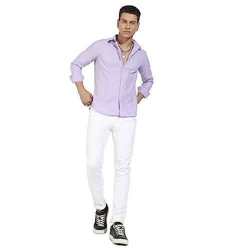 Image of CAHOOT Men's Button Up Regular Fit Shirt for Casual Wear | Regular Sleeve | Spread Collar | Button Closure | Shirts Crafted with Comfort Fit for Everyday Wear