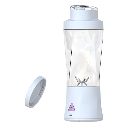 Mezclador portátil personal, Batidora de batidos recargable, diseño moderno negro, mini mezclador de jugo con indicador LED (blanco)