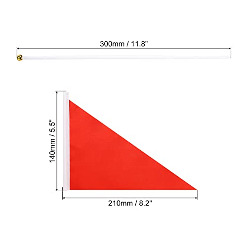 Drapeau rouge bâton mini format triangle léger pour défilé et animation de groupe