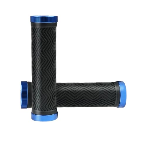 SZYNIC Bike Handlebar Grips G-125BL, Lock-On Bicycle Grips with Aluminum Alloy Double Lock Ring, Soft Anti-Slip Rubber MTB Handlebar Grips for Mountain Road BMX Cruiser Bikes, 130mm (Black)