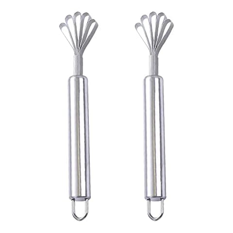 Pleenild 2 Pcs Stainless Steel Coconut Scraper Multi Purpose Coconut Meat Grater Five Jaw Coconut Meat Planer for Coconut Carrot Potato Vegetable Fruit Seed,Silver Cover