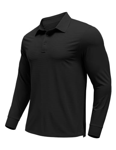 PINSPARK Men's Polo Shirts Long Sleeve Moisture Wicking Golf Shirts for Men UPF...