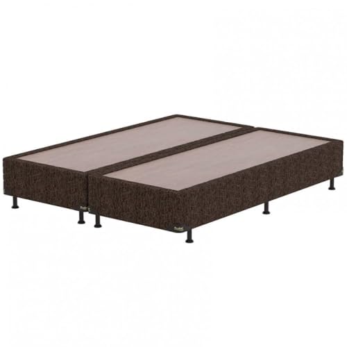 Probel Base Box Queen Size Century, Revestimento em Tecido Poliéster, Marrom, 158x198x38 cm, Bipartida, 12 Pés Rosqueáveis