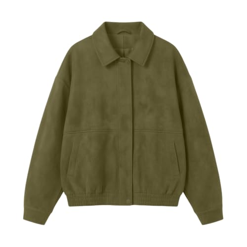 Hvyesh Womens Jacket Faux Suede Zip Up Cropped Fleece Jacket Women - image 5