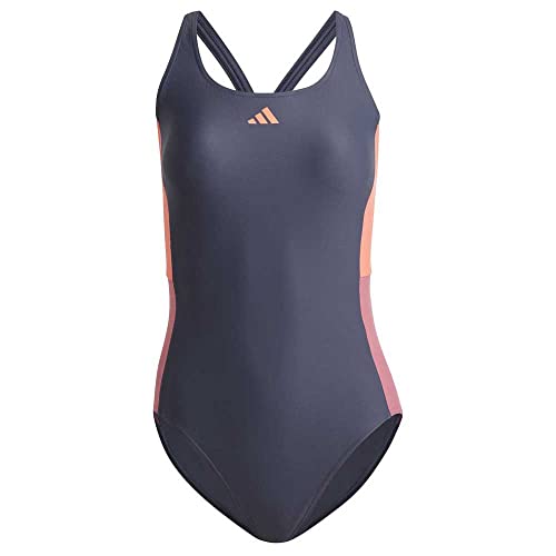 adidas Damen Colourblock Swimsuit, Shadow Navy/Coral Fusion/pink strata, 38
