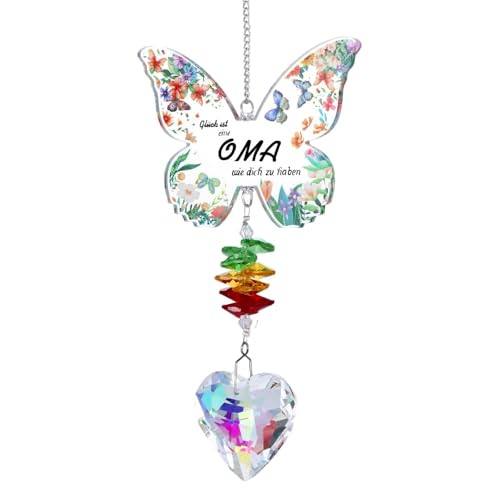 Oma Geschenk Schmetterling Kristall Sonnenfänger Sinnvolle Geschenk für oma zum Geburtstag Valentinstag Ostern von Enkel Personalisierte Muttertag Geburtstagsgeschenk Oma Geburtstagsgeschenk für Oma