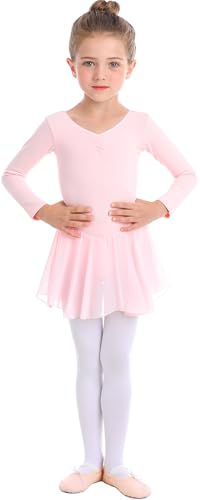 Image of MdnMd Toddler Ballet Leotards for Girls Dance Leotards with Skirt Gymnastic Ballerina Outfit Dress Classic Short Sleeve
