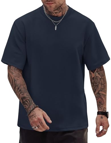Image of Herberton Mens Oversized T-Shirts Heavyweight Cotton Stretch Fashion Thick Tee Tops (S-3XL)