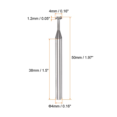 Image of HARFINGTON T Slot End Mill Milling Cutter 4mm Cutting 1.2mm Depth 4mm Shank Solid Carbide 4 Flutes for Aluminum Copper Zinc Alloy