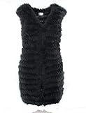 weste echtfell damen Kragen: V-Ausschnitt HEIZZI Gestrickt Kaninchen Pelz Weste V-Ausschnitt
