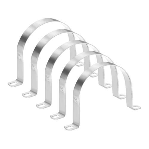 M METERXITY 5-Pack Conduit Clamps, 4" 304 Stainless Steel Rigid Pipe Strap M102 U Bracket Pipe Clamps with 2 Holes for Plumbing/Conduit/Wire/Pipe, Heavy Duty U-tube Tension Clips