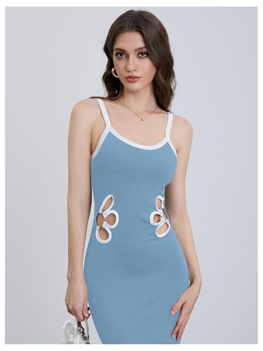 Image of Verdusa Women's Floral Cut Out Bodycon Maxi Dress Split Backless Sleeveless Cami Dress