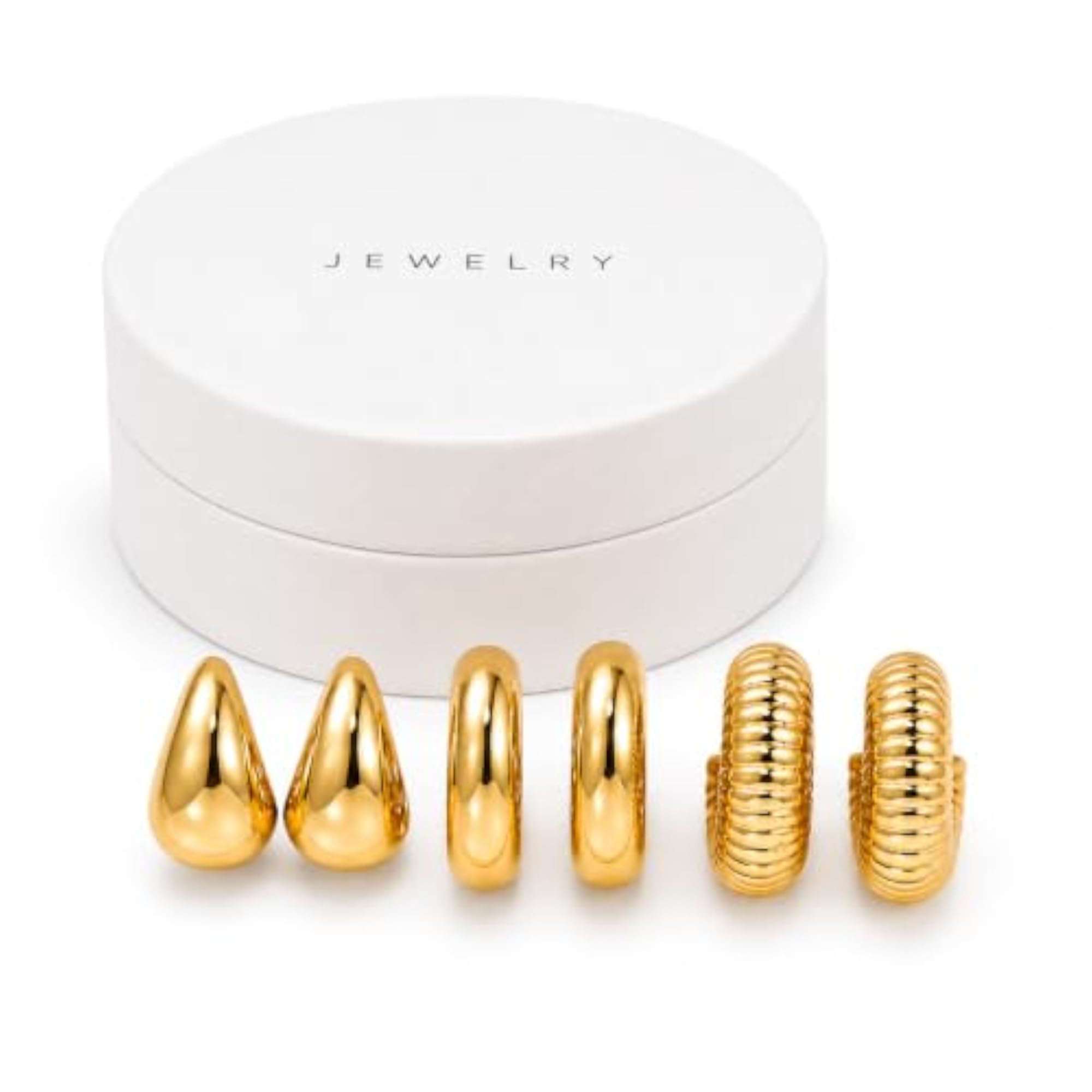 Women's Trendy Gold-Tone Hoop Earrings Combo Set of 3 Pairs