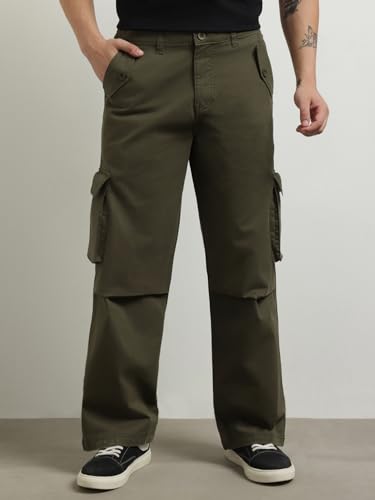 Image of Nobero Oversized Cargo Pants for Men | Oversized Fit | Multiple Cargo Pockets | Elasticated Waist | Casual & Utility Wear