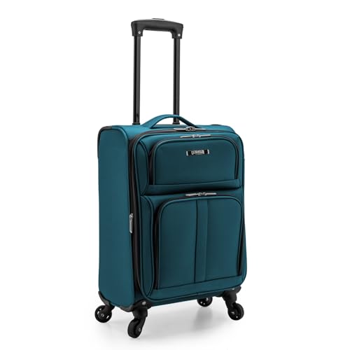 Image of U.S. Traveler Anzio Softside Expandable Luggage with Spinner Wheels, Teal, 22-Inch Carry-on