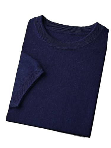 Mens Short Sleeve Pullover Sweater Round Neck Knitted Pullovers Casual Tops