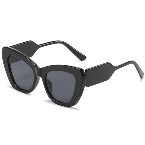 Lunettes de soleil oeil de chat pour femme LVTFCO noir gris vintage