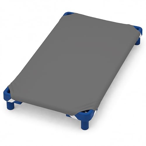 Image of Pack of 6 Cot Sheet for Daycare Preschool Cot Bed -Polyblend Fabric with Corner Elastic Cots Sheets Fits On 22 inch X 52 inch Inches Size Toddler and Preschool Daycare Cot Dark Grey 22 X 52 Size