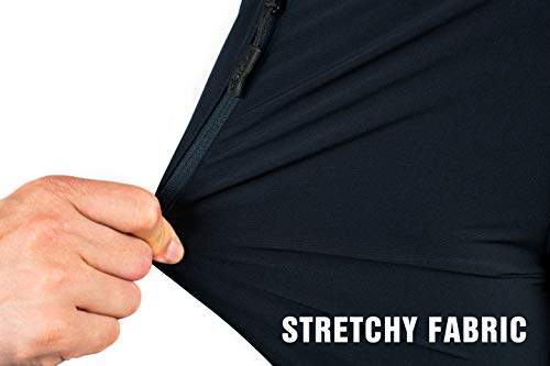 Clothin Men's Elastic-Waist Travel Pant Stretchy Lightweight Pant Multi-Pockets Quick Dry Breathable(Blue L-32) #TOP3
